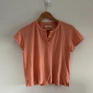 Madewell Hemp Cotton Brother Henley Tee Size Small Sweet Tulip AN491 Small